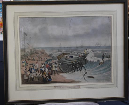 After Sir James Butler East Madras landing and embarking, 1856, 15 x 20.5in.